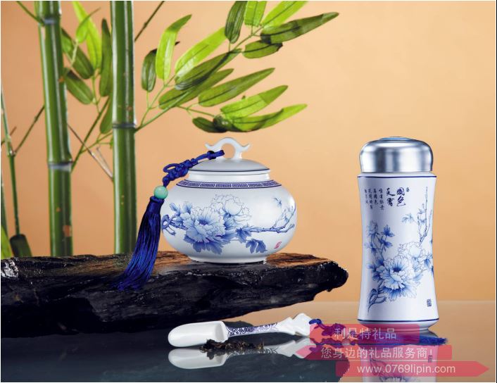 國色天香（保溫杯鼓型茶罐三件套）