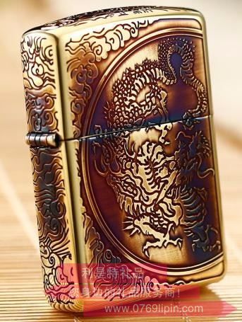 五面祥云雕刻盤龍-燒金色系列 打火機(jī) ZBT-3-33b