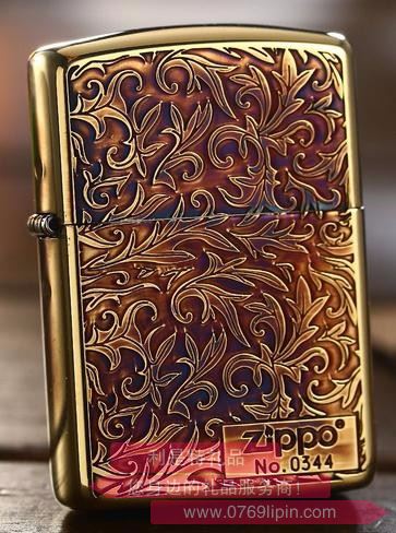 唐草之Zippo在側(cè)-燒金色系列 打火機(jī) ZBT-3-20a