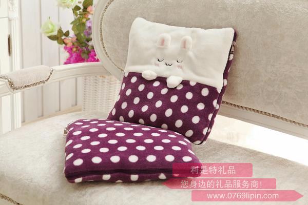 可愛(ài)瞇眼兔（紫色）卡通休閑抱毯 SS-MY44001