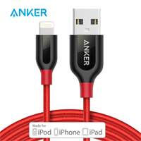 Anker安克 MFi認(rèn)證 7/6/5s蘋果數(shù)據(jù)線 0.9米 紅色掛裝