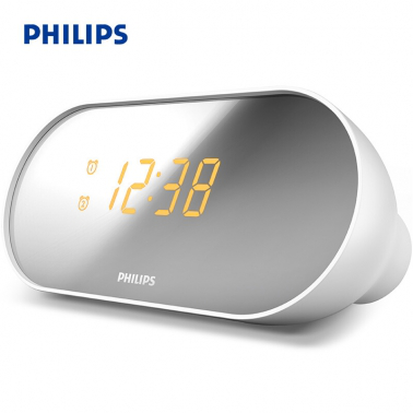 飛利浦（PHILIPS）AJ2000 時鐘收音機 雙鬧鐘LED顯示屏 白色