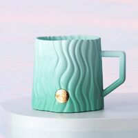 星巴克條紋浮雕款徽章馬克杯綠色440ml