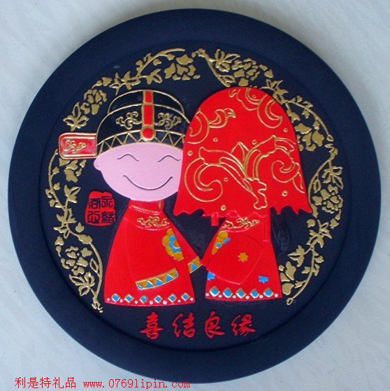 炭雕-喜結(jié)良緣   圓盤(pán)