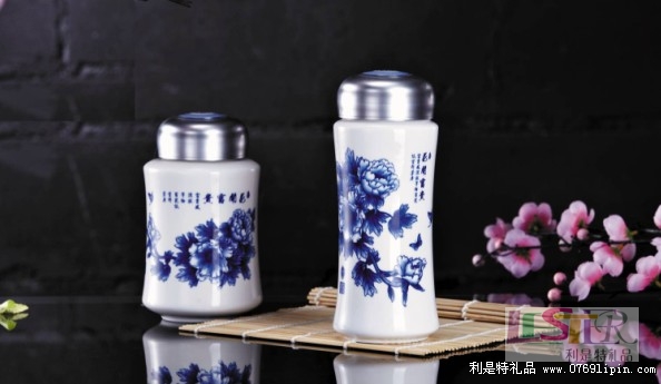 花開富貴保溫杯茶葉罐兩件套