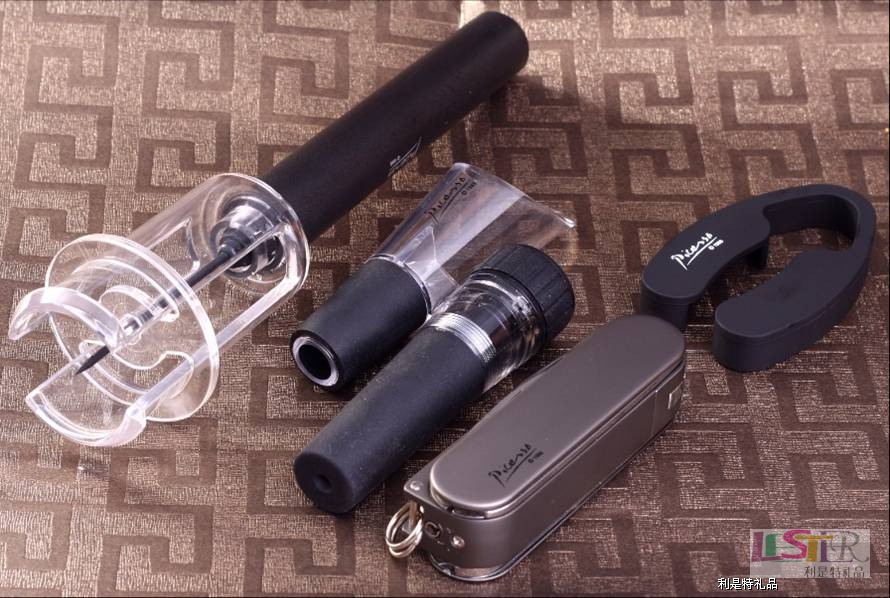 愛麗舍ABS氣壓開瓶器+ABS割錫箔紙刀+倒酒器+真空酒塞+打火機(jī)